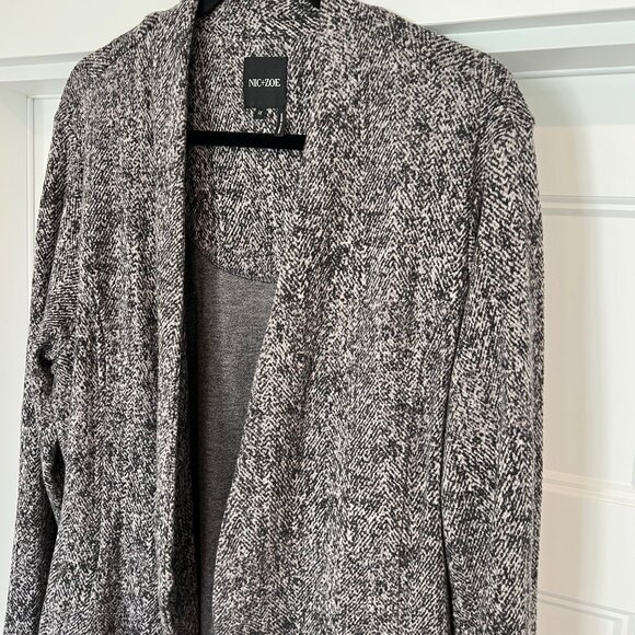 Nic+Zoe Women’s Dark Gray Open Front Jetset Herringbone Jacket, 1X - Picture 3 of 9
